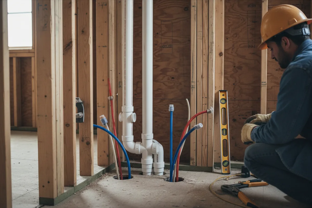 Drain and supply rough-in during Sump Pump Repair in Kennett